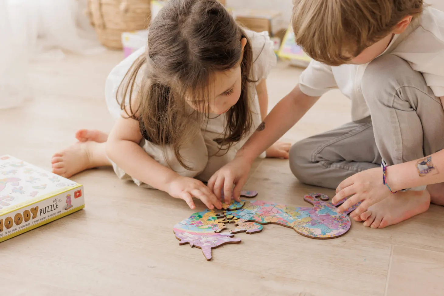 WOODY PUZZLE – drewniane puzzle konturowe – BAŚNIOWE POSTACI