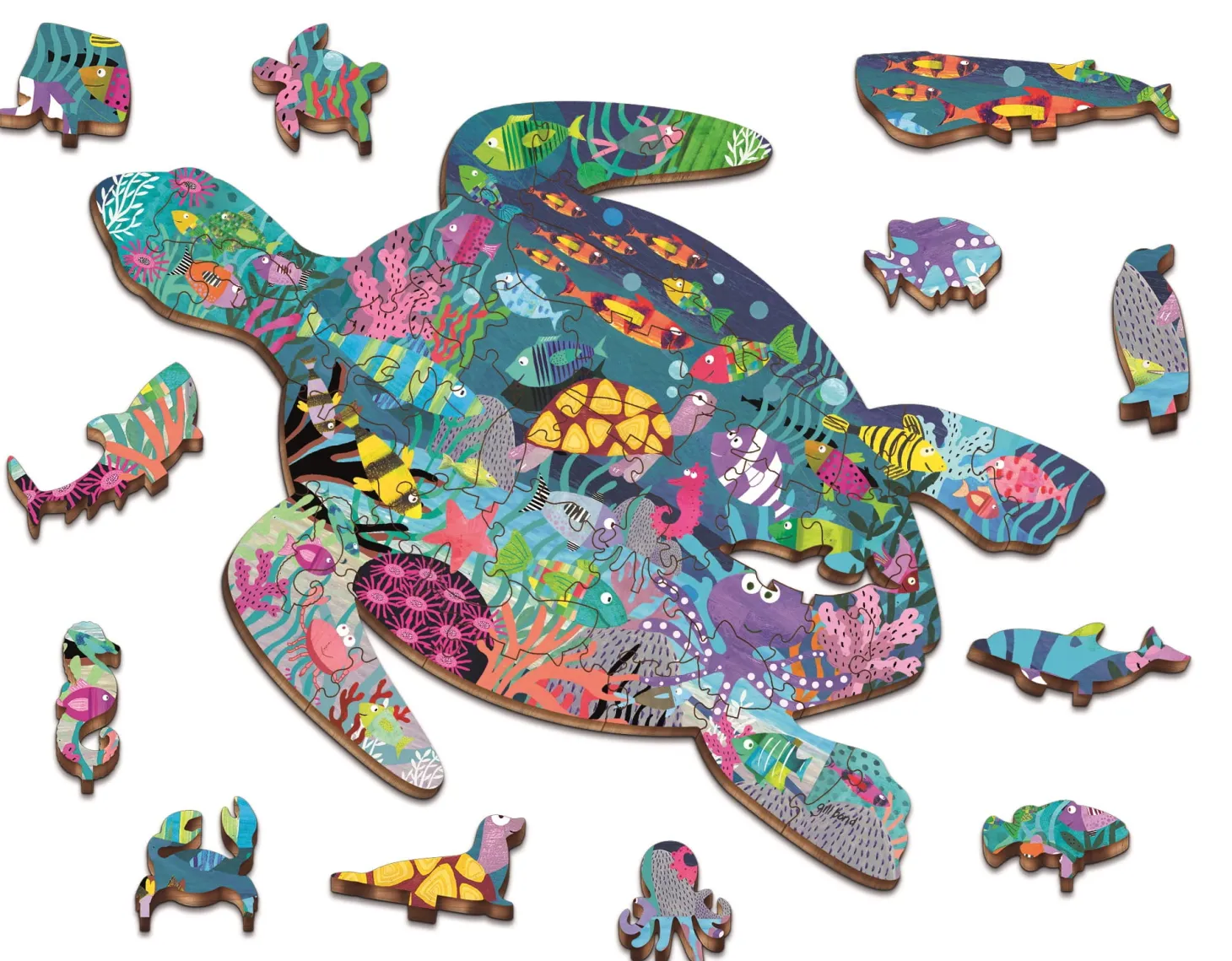 WOODY PUZZLE – drewniane puzzle konturowe – OCEAN