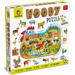 WOODY PUZZLE – drewniane puzzle konturowe – FARMA