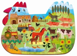 WOODY PUZZLE – drewniane puzzle konturowe – FARMA