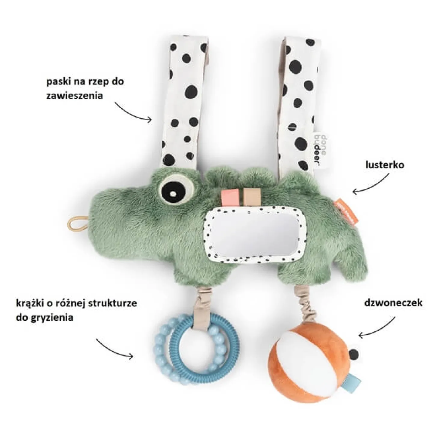Zawieszka do wózka i fotelika Krokodyl Croco Green