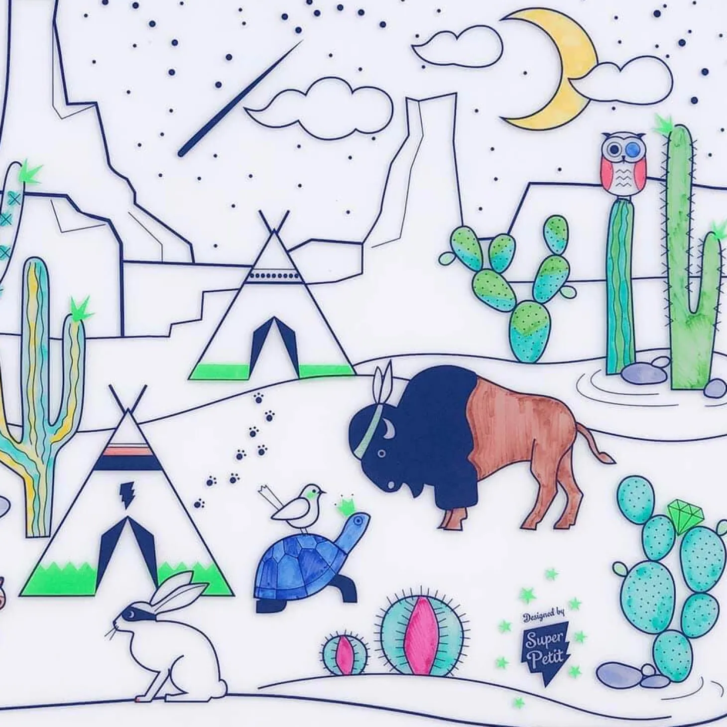 Zestaw do kolorowania z silikonową matą - Cactus Valley