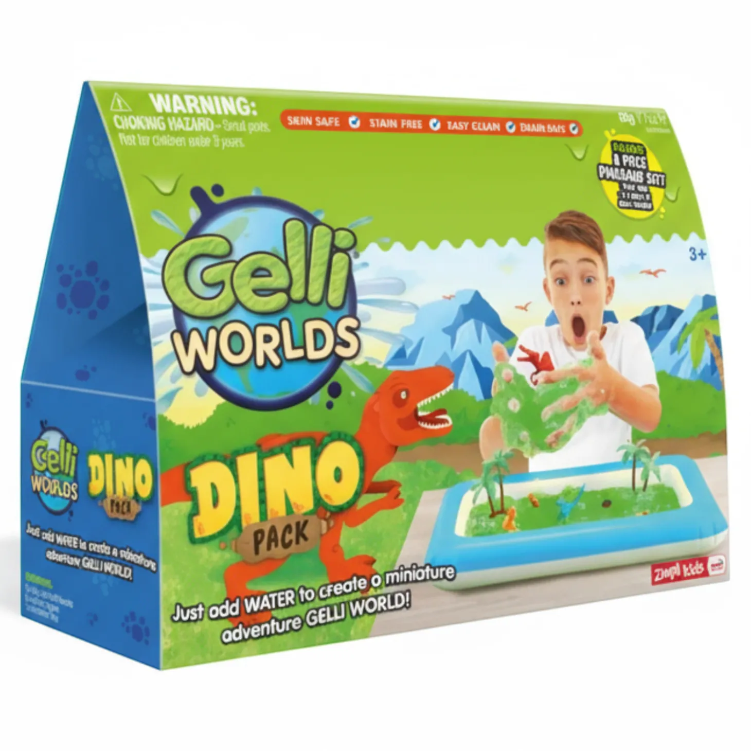 Zestaw do tworzenia gelli z figurkami i tacą Gelli Worlds Dino Pack 3+