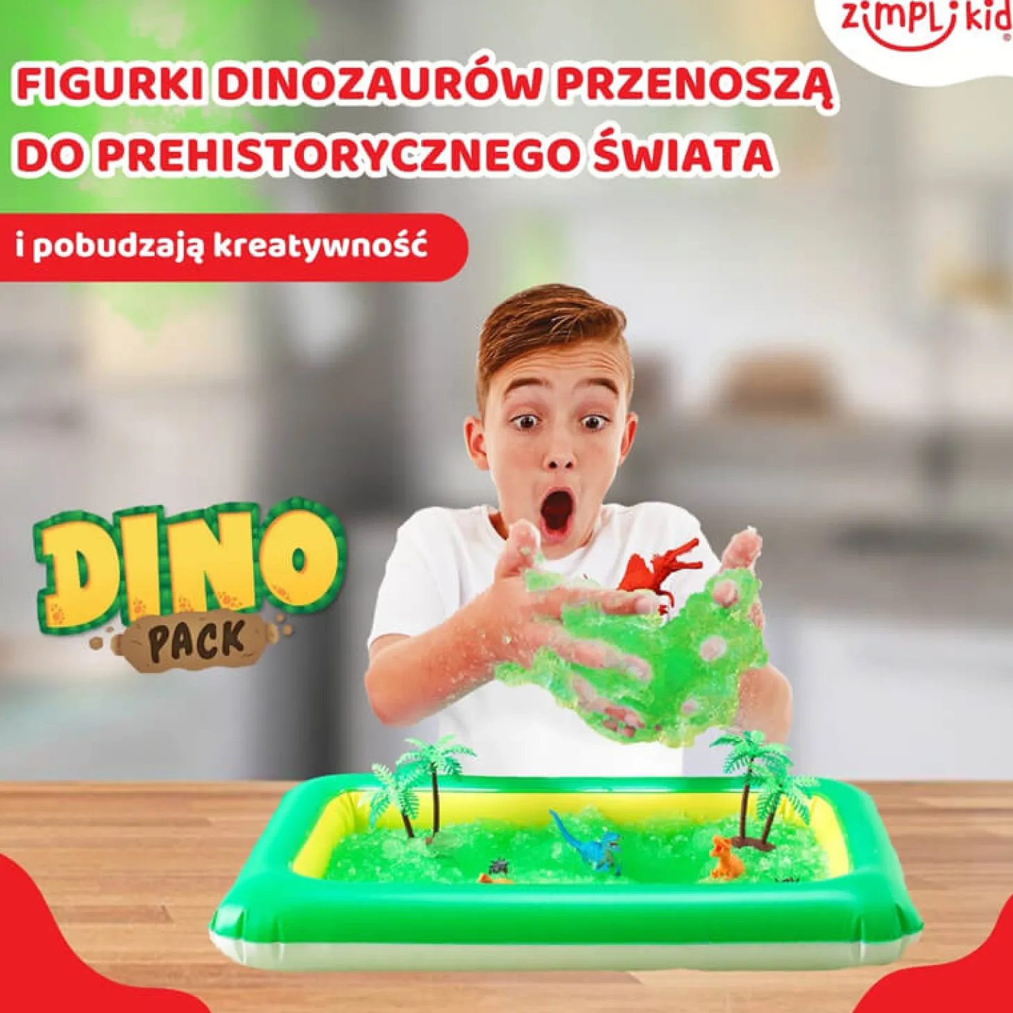 Zestaw do tworzenia gelli z figurkami i tacą Gelli Worlds Dino Pack 3+