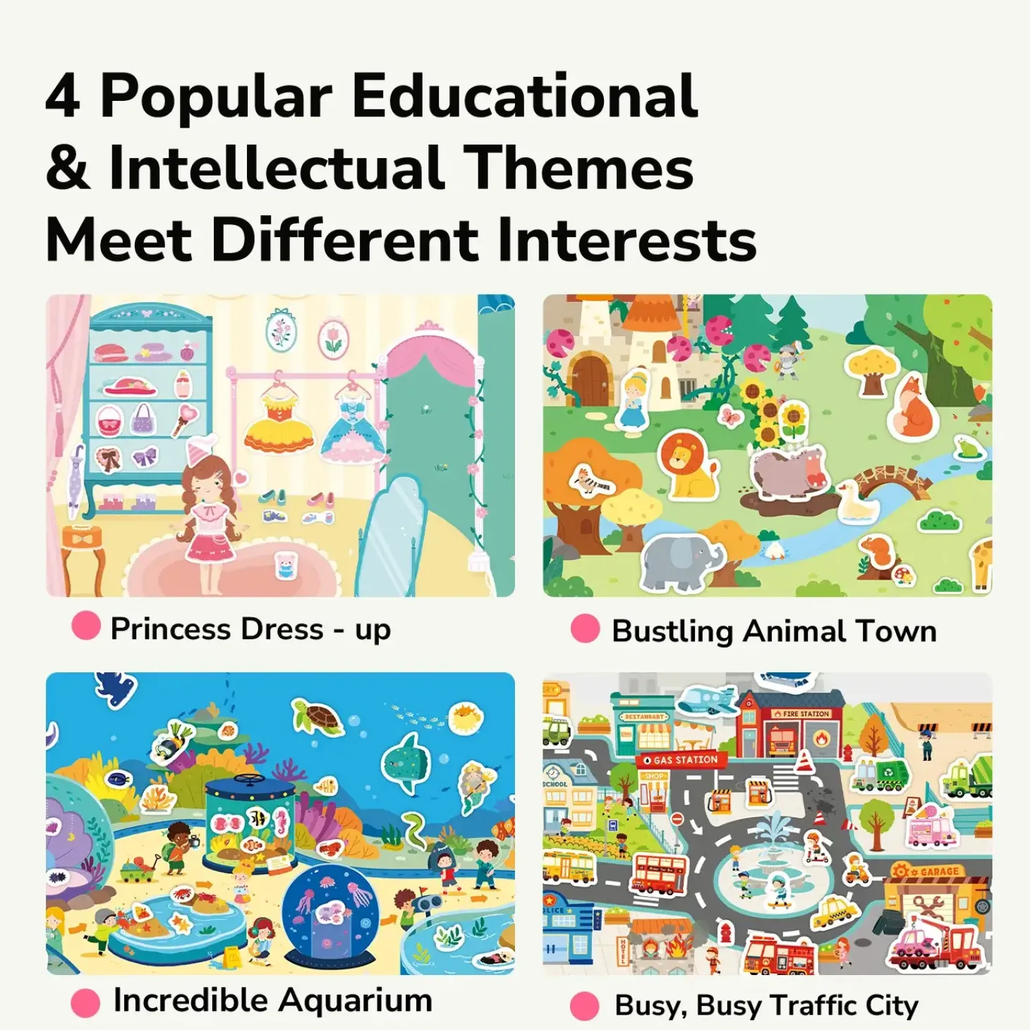 Zestaw żelowych naklejek wielokrotnego użytku - Princess Dress-Up