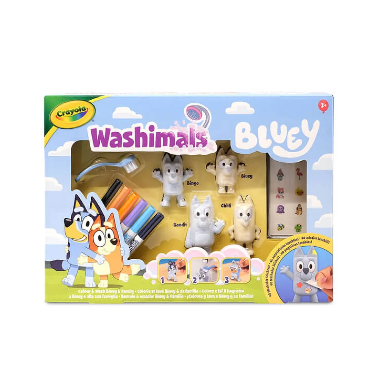 Zestaw 4 figurek do malowania i mycia Washimals, Bluey 3+
