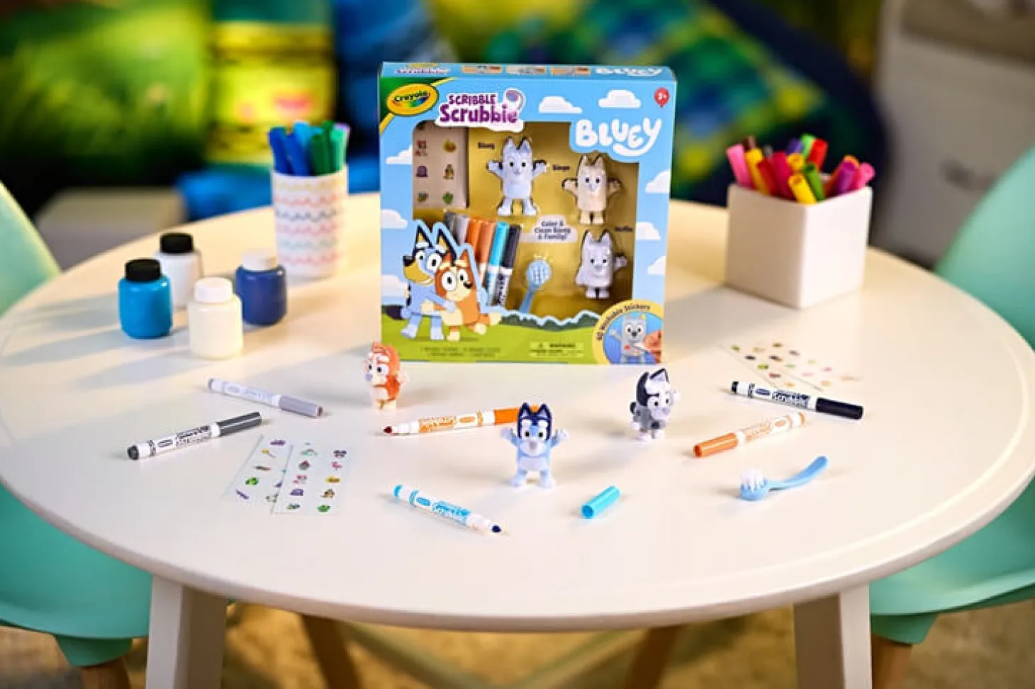 Zestaw 4 figurek do malowania i mycia Washimals, Bluey 3+