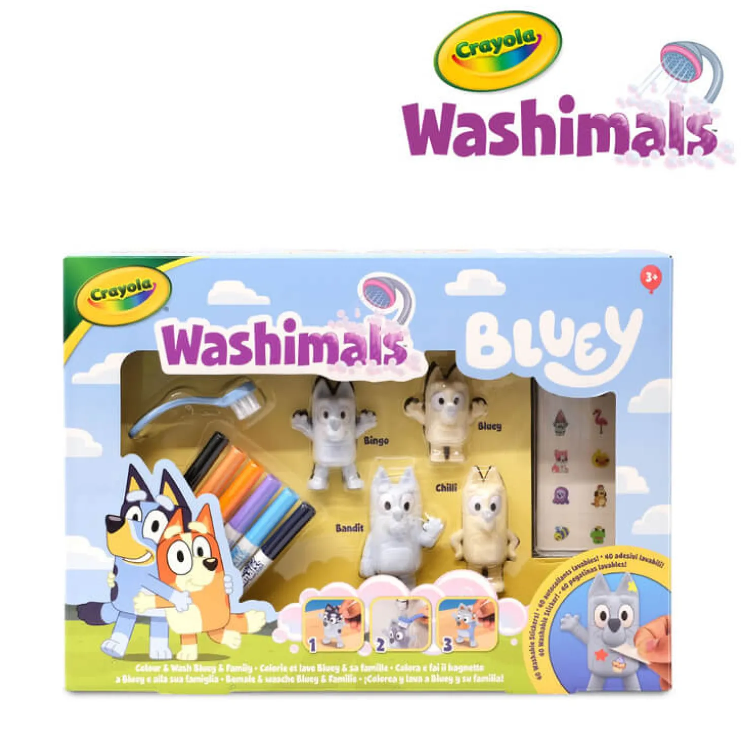 Zestaw 4 figurek do malowania i mycia Washimals, Bluey 3+