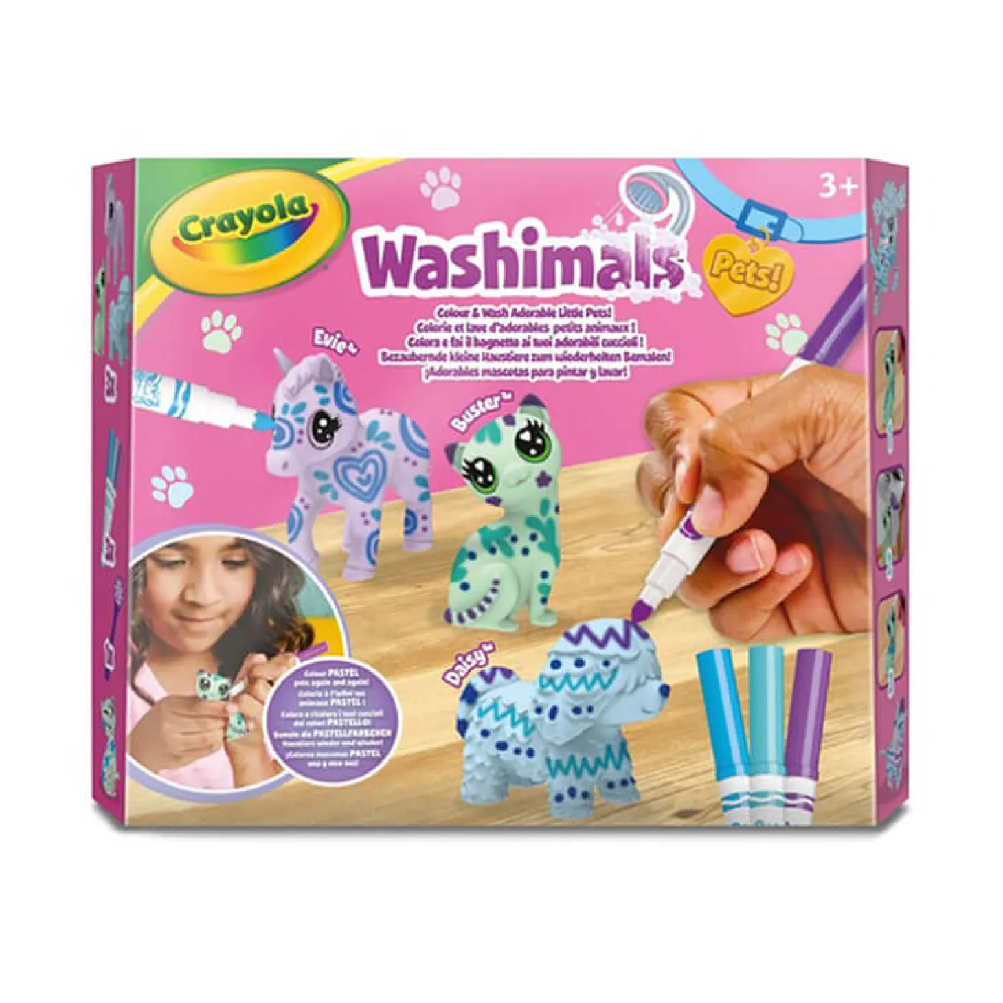 Zestaw 3 figurek do malowania i mycia Washimals, Pastel Pets 3+