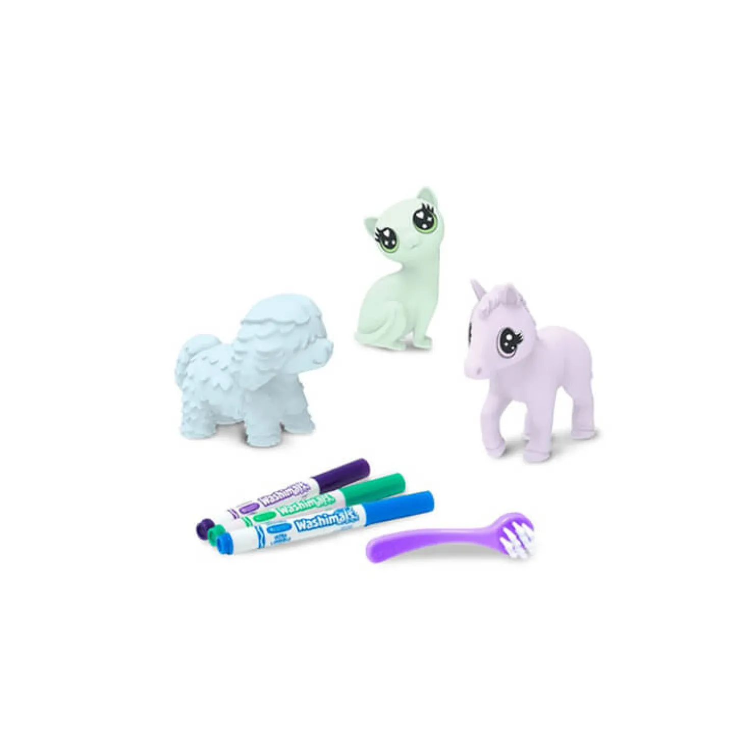 Zestaw 3 figurek do malowania i mycia Washimals, Pastel Pets 3+