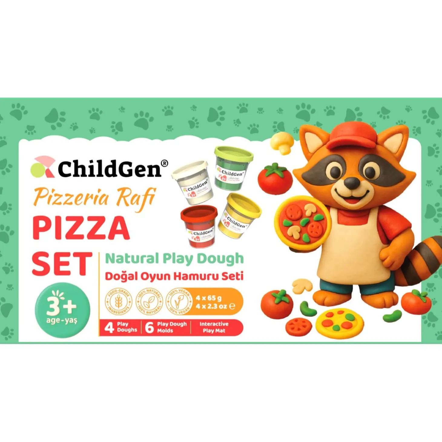 Zestaw kreatywny Paw Pals Pizzeria Rafi, 4 ciastoliny, foremki, mata