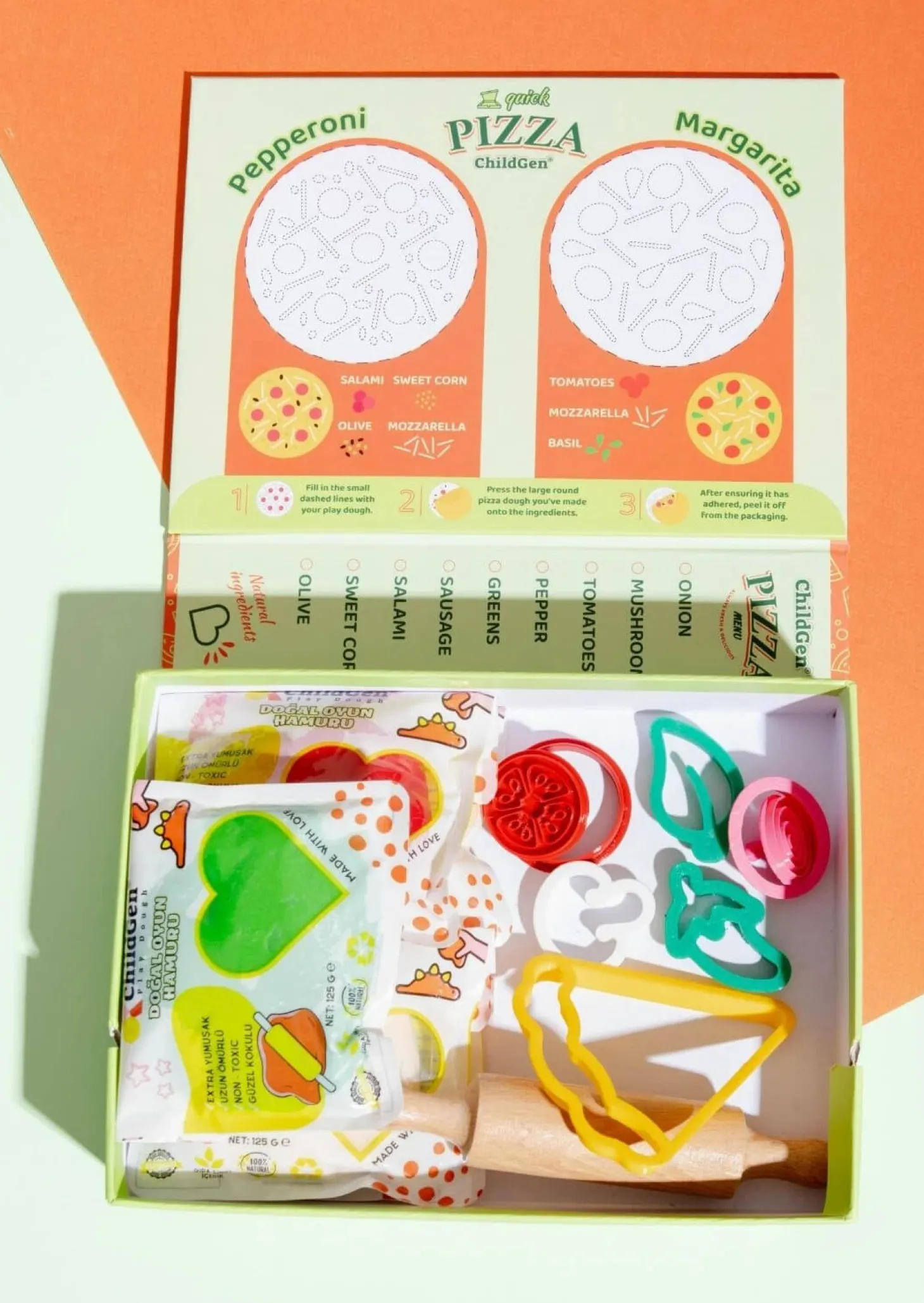 Zestaw kreatywny PIZZA, 100% naturalna ciastolina i akcesoria
