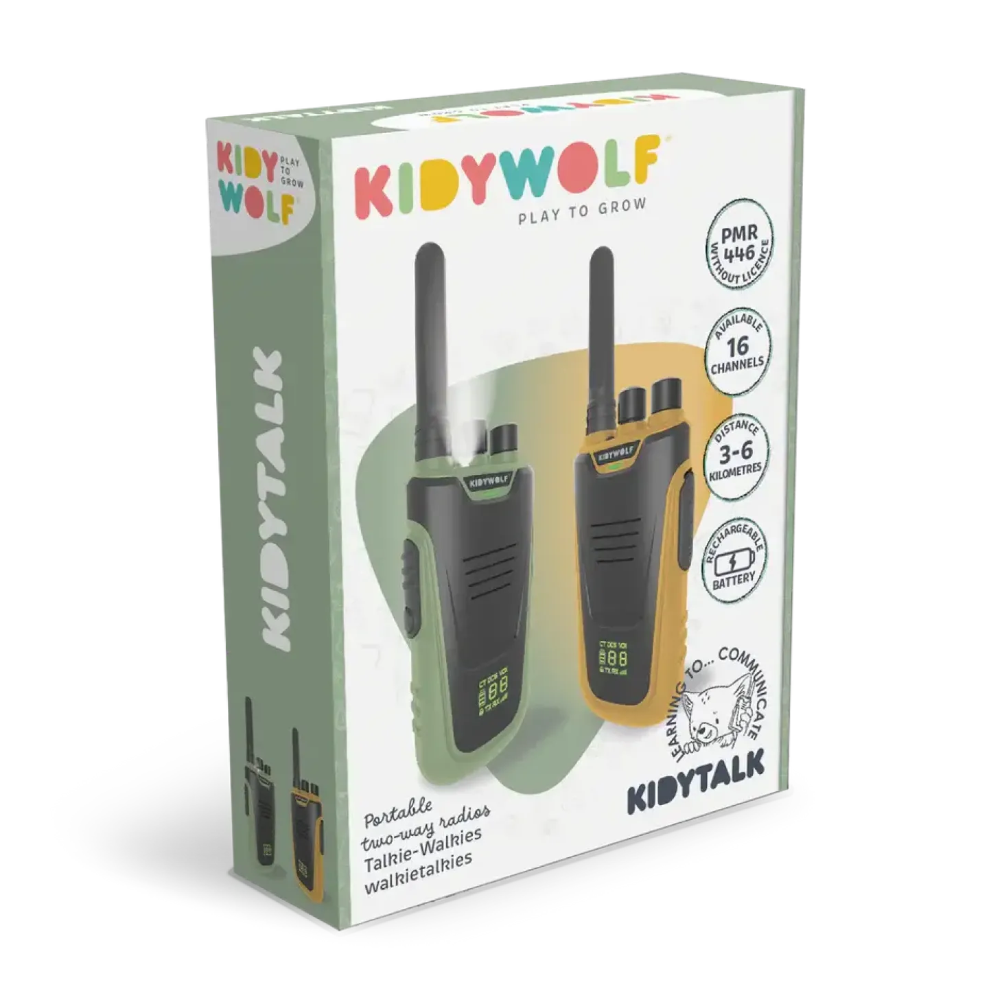 Zestaw krótkofalówek Walkie Talkie KIDYTALK - zielono-pomarańczowe