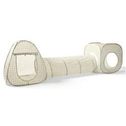 Zestaw namiotów dla dzieci z tunelem 3w1 Gingham Beige