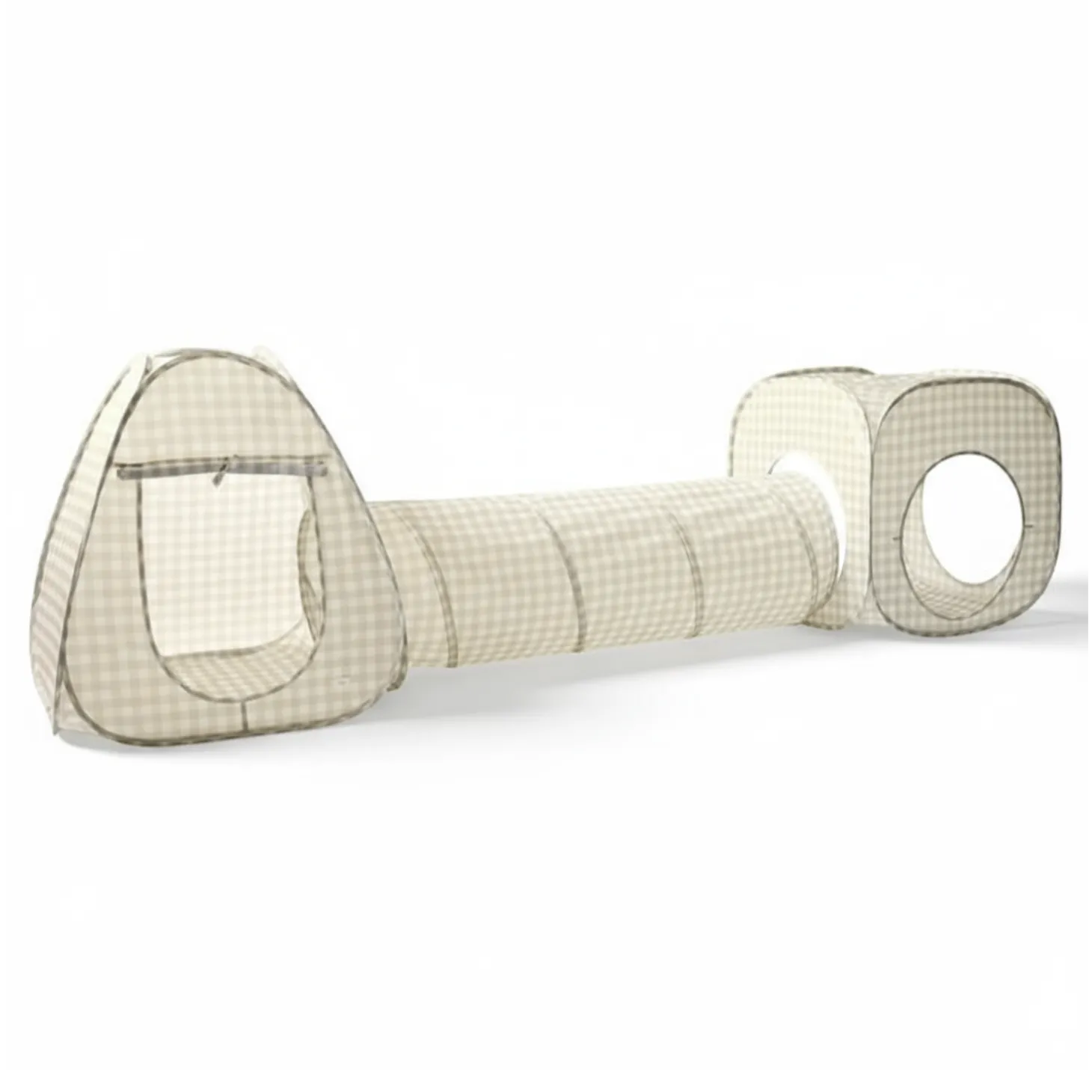 Zestaw namiotów dla dzieci z tunelem 3w1 Gingham Beige