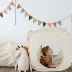 Zestaw namiotów dla dzieci z tunelem 3w1 Gingham Beige