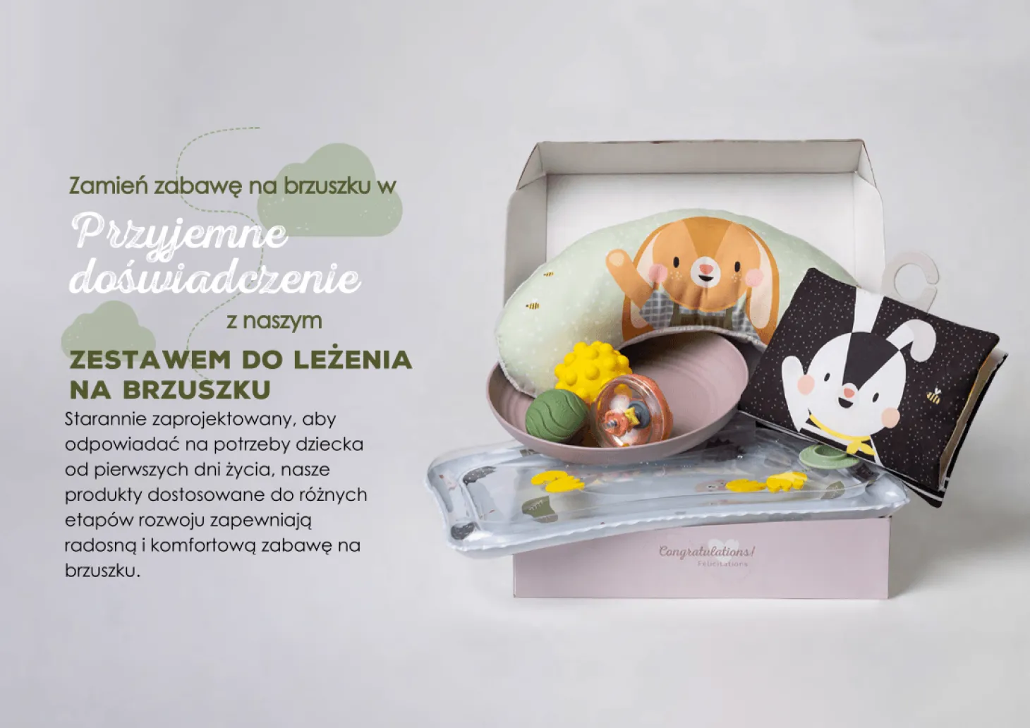 Zestaw niezbędnik do leżenia na brzuszku