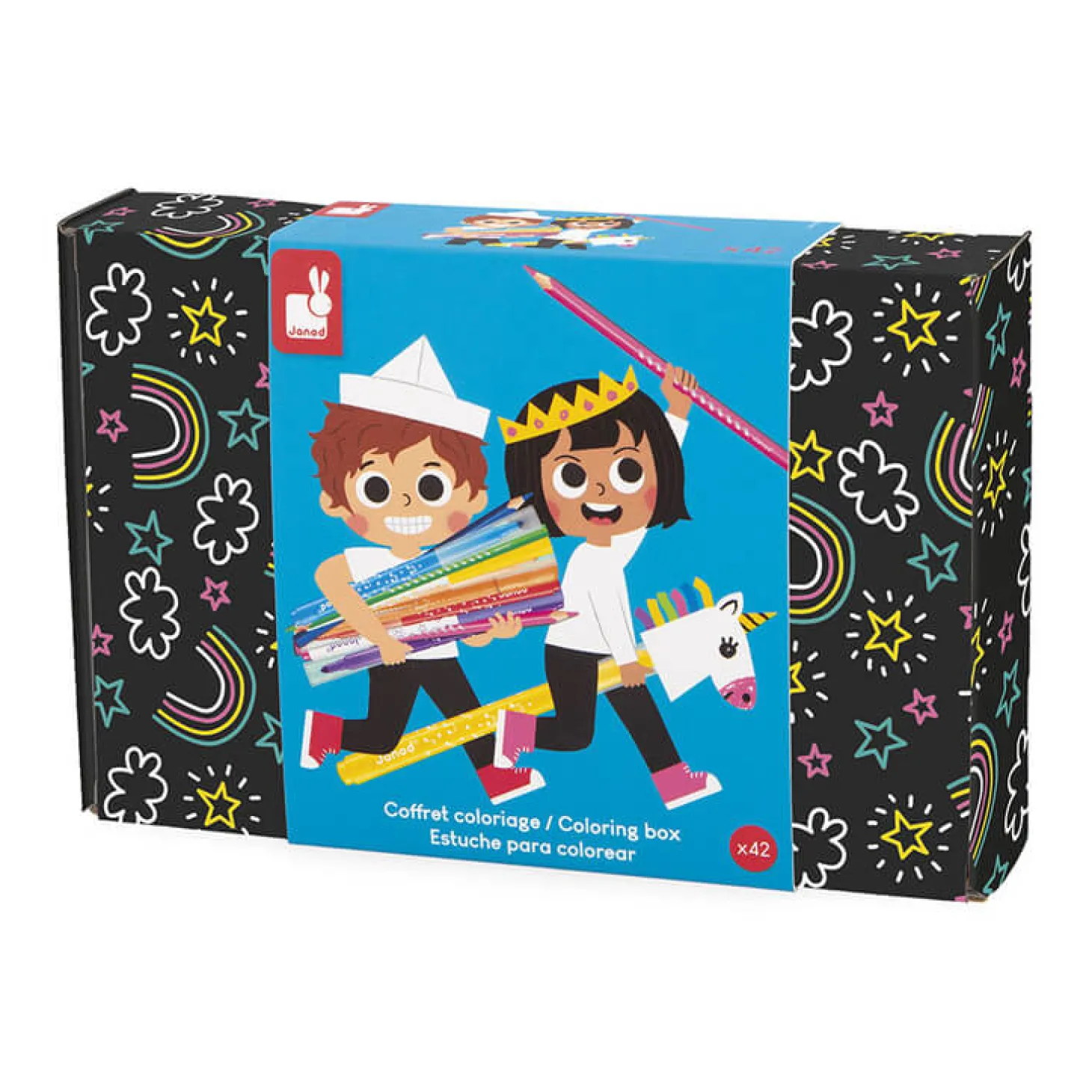 Zestaw przyborów do kolorowania kredki flamastry Coloring box 42 el. 3+