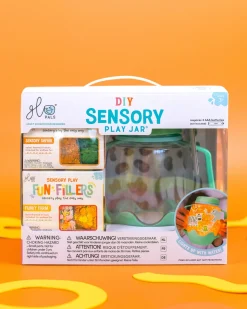 Zestaw sensoryczny DIY, świecący słoik z brokatami i figurkami Fun Fillers + naklejki gratis - ZOO