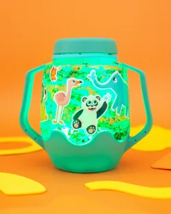 Zestaw sensoryczny DIY, świecący słoik z brokatami i figurkami Fun Fillers + naklejki gratis - ZOO