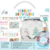 Zestaw sensoryczny DIY, świecący słoik z brokatami i figurkami Fun Fillers + naklejki gratis - ŚNIEŻNY