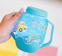 Zestaw sensoryczny DIY, świecący słoik z brokatami i figurkami Fun Fillers + naklejki gratis - ABC