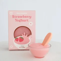 Zestaw Tiny Tummies Magiczna miseczka i łyżeczka, Jogurt Truskawkowy
