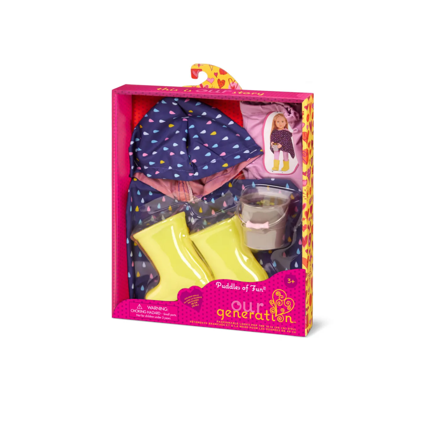 Zestaw ubranek dla lalek - Puddles of Fun - poncho i kalosze