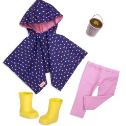 Zestaw ubranek dla lalek - Puddles of Fun - poncho i kalosze
