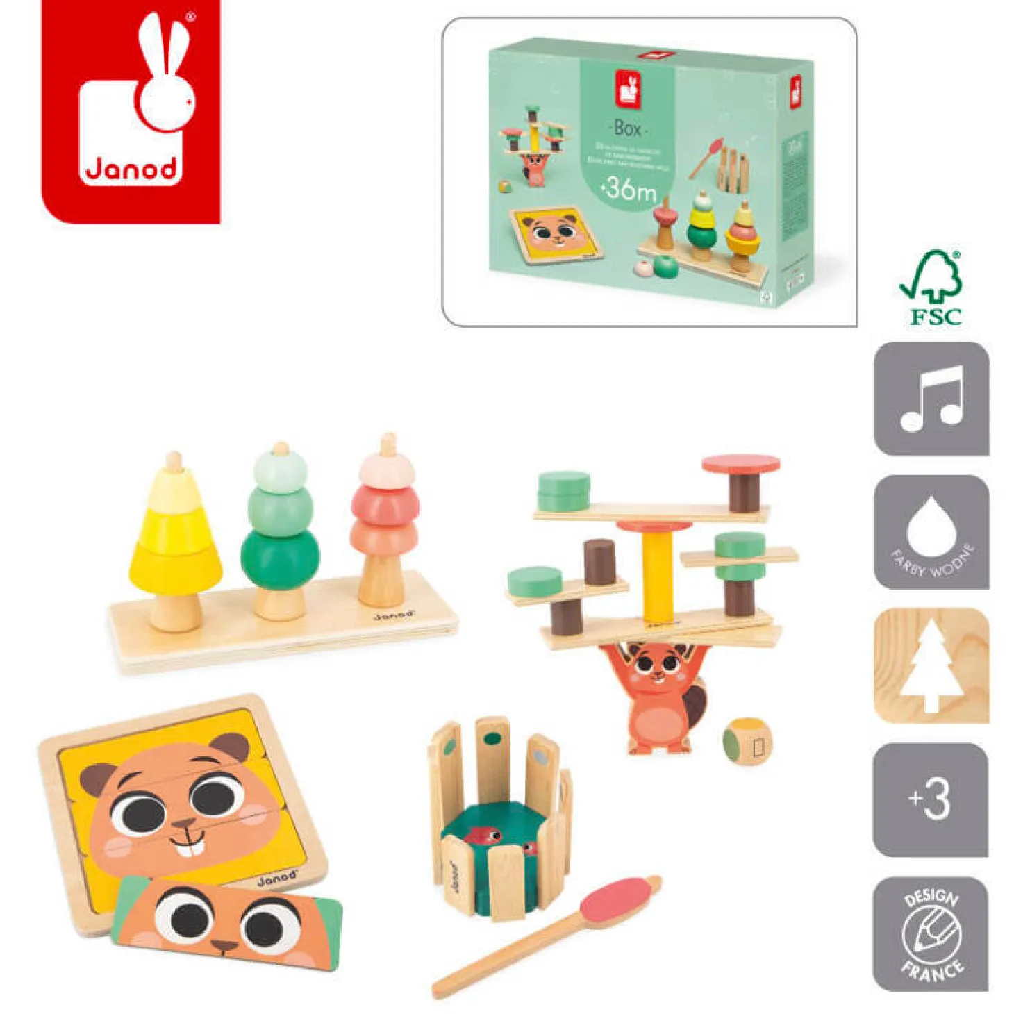 Zestaw zabawek edukacyjnych Box 36m+