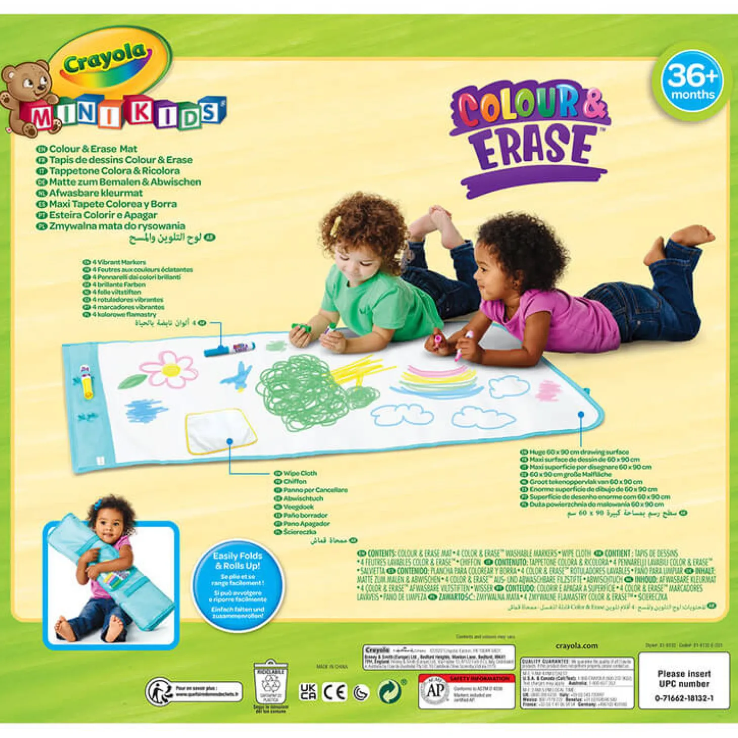 Zmywalna mata do rysowania dla dzieci 60x90 cm + 4 flamastry Mini Kids 3+